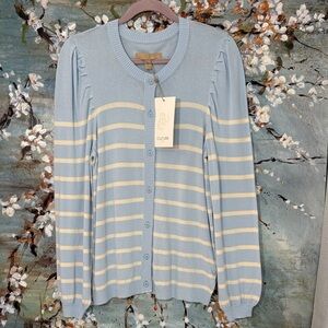 Culture Women's Blue Striped Cardigan Sweater